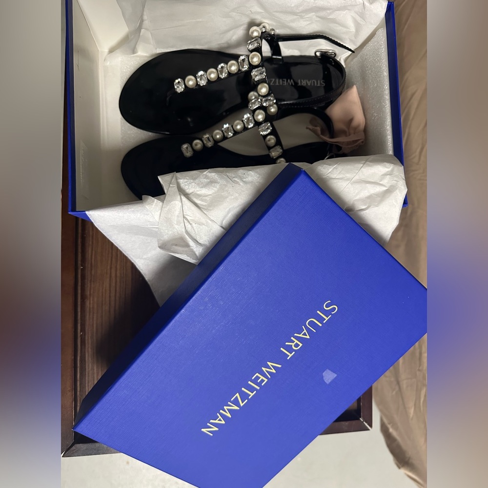 Stuart weitzman jelly pearl and crystal sandal